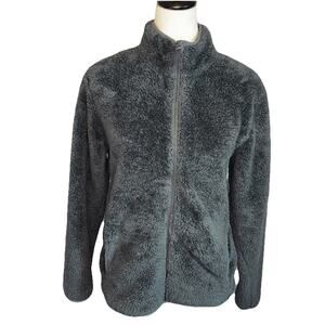 Eddie Bauer Jacket Black Fleece Long Sleeve Full Zip Pockets Women’s Size Medium